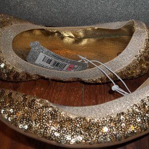 MOSSIMO VALERIE Gold Sparkle Sequin Ballet Flat 9